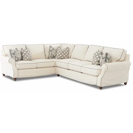 Traditional 2 Piece Slipcover Sectional Sofa with RAF Sofa